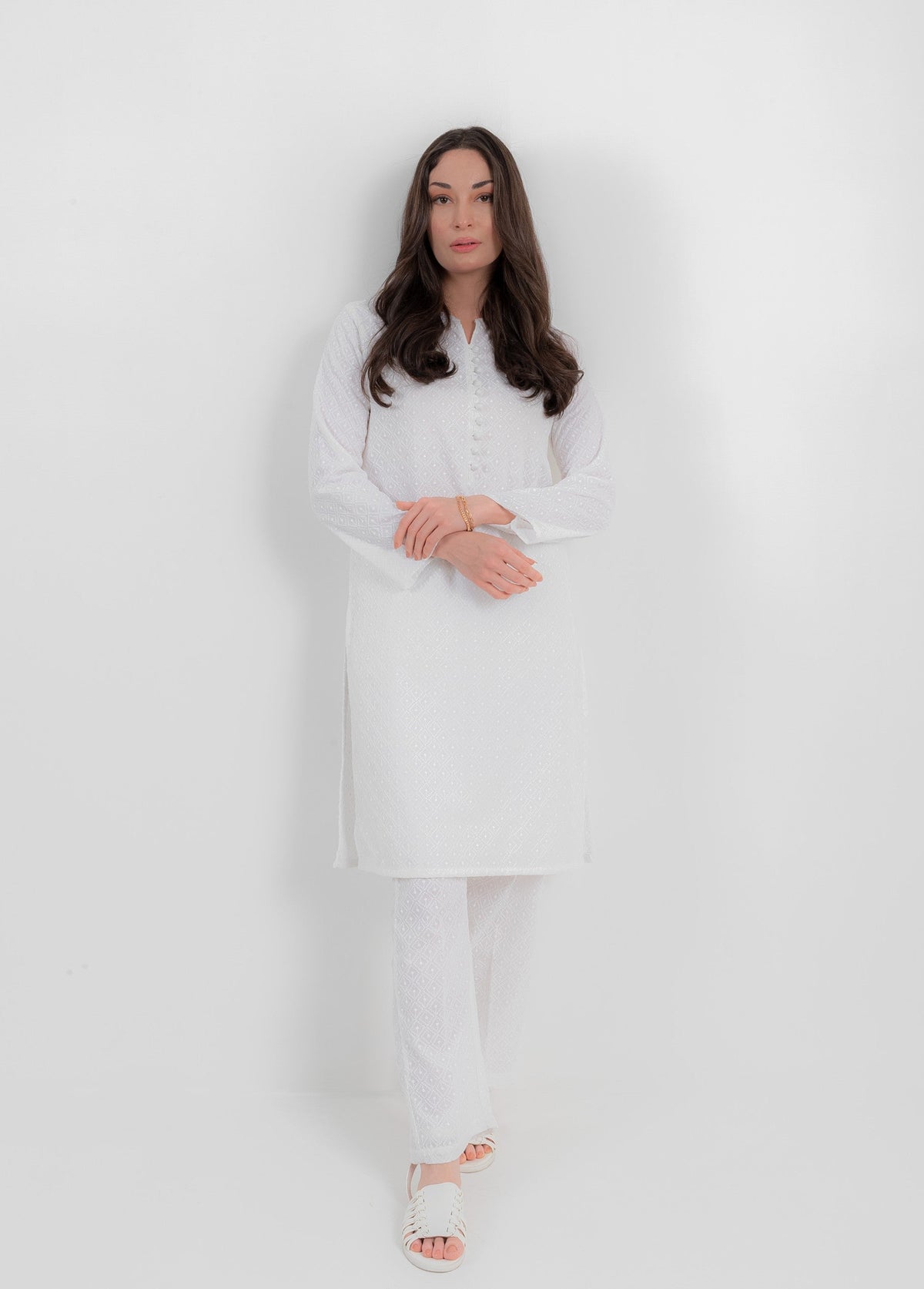 VYBE- Basic Co-Ord- Chikankari White(Only Kurta)