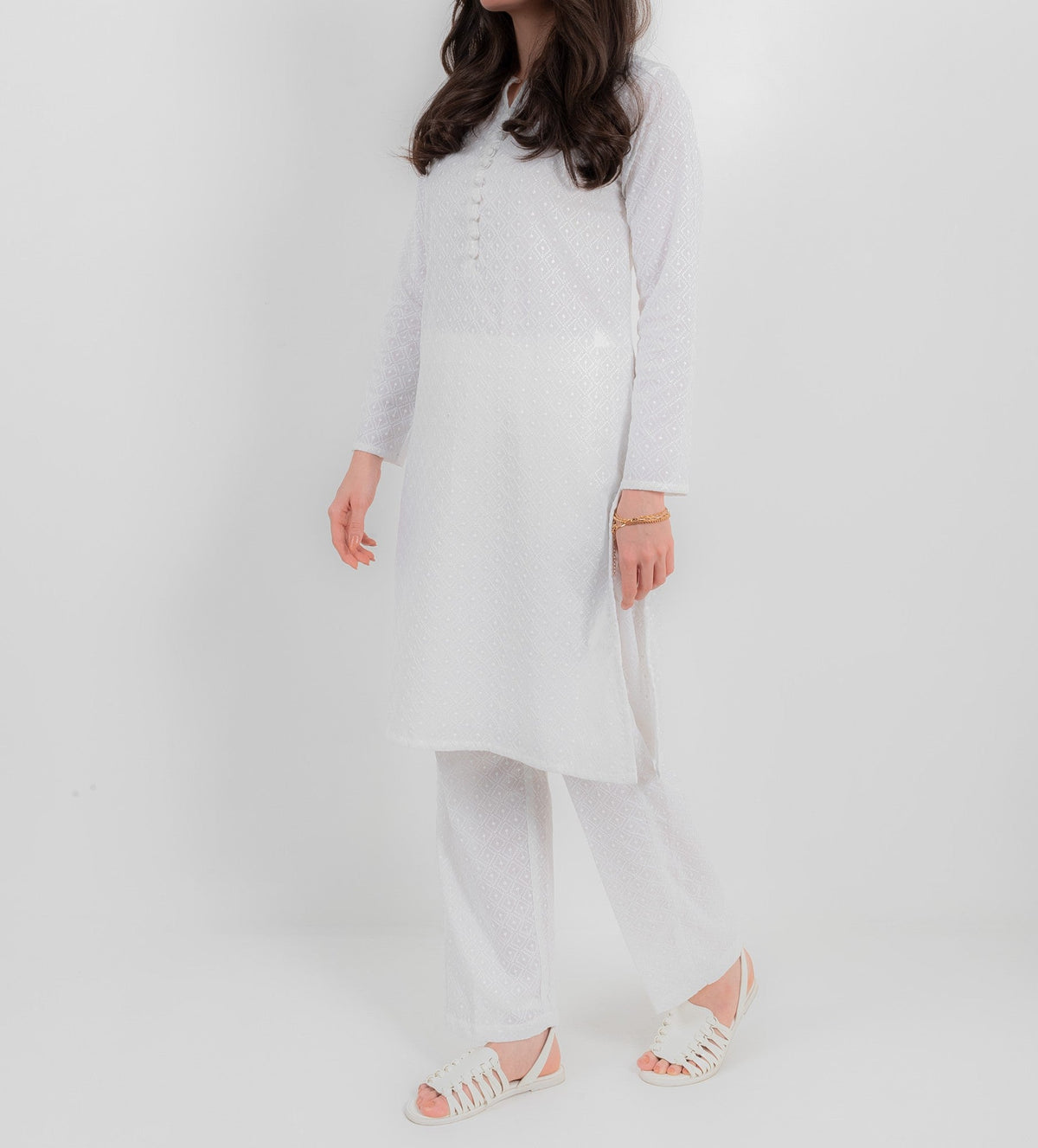 VYBE- Basic Co-Ord- Chikankari White(Only Kurta)