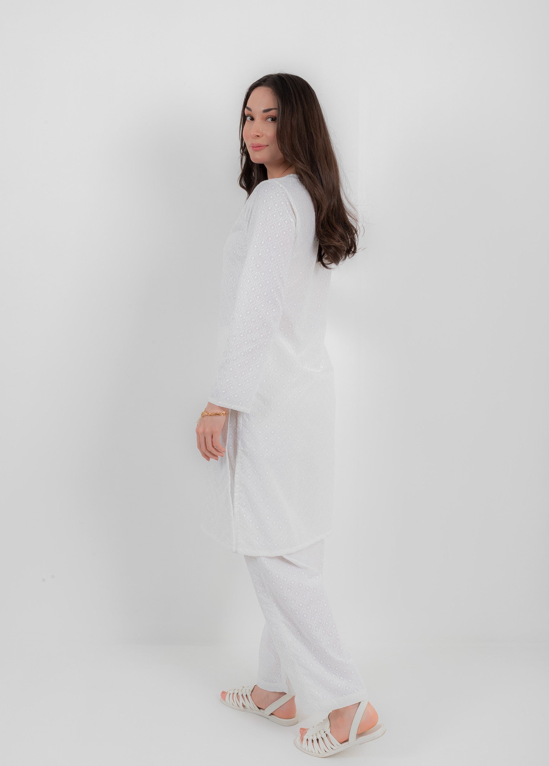 VYBE- Basic Co-Ord- Chikankari White(Only Kurta)