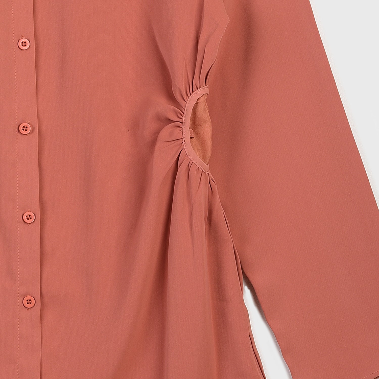 VYBE - Modest Button Down Top - Peach