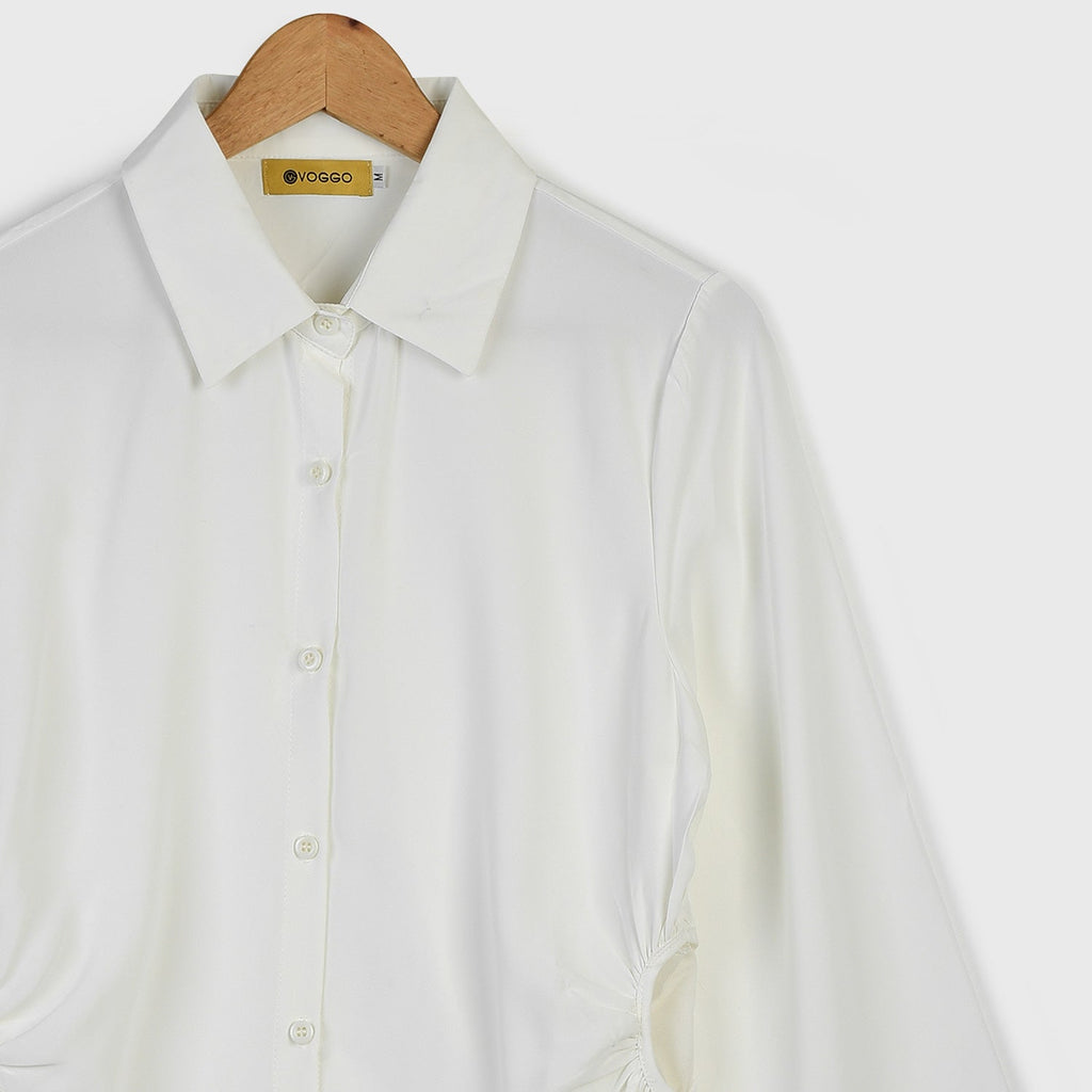 VYBE - Modest Button Down Top - White