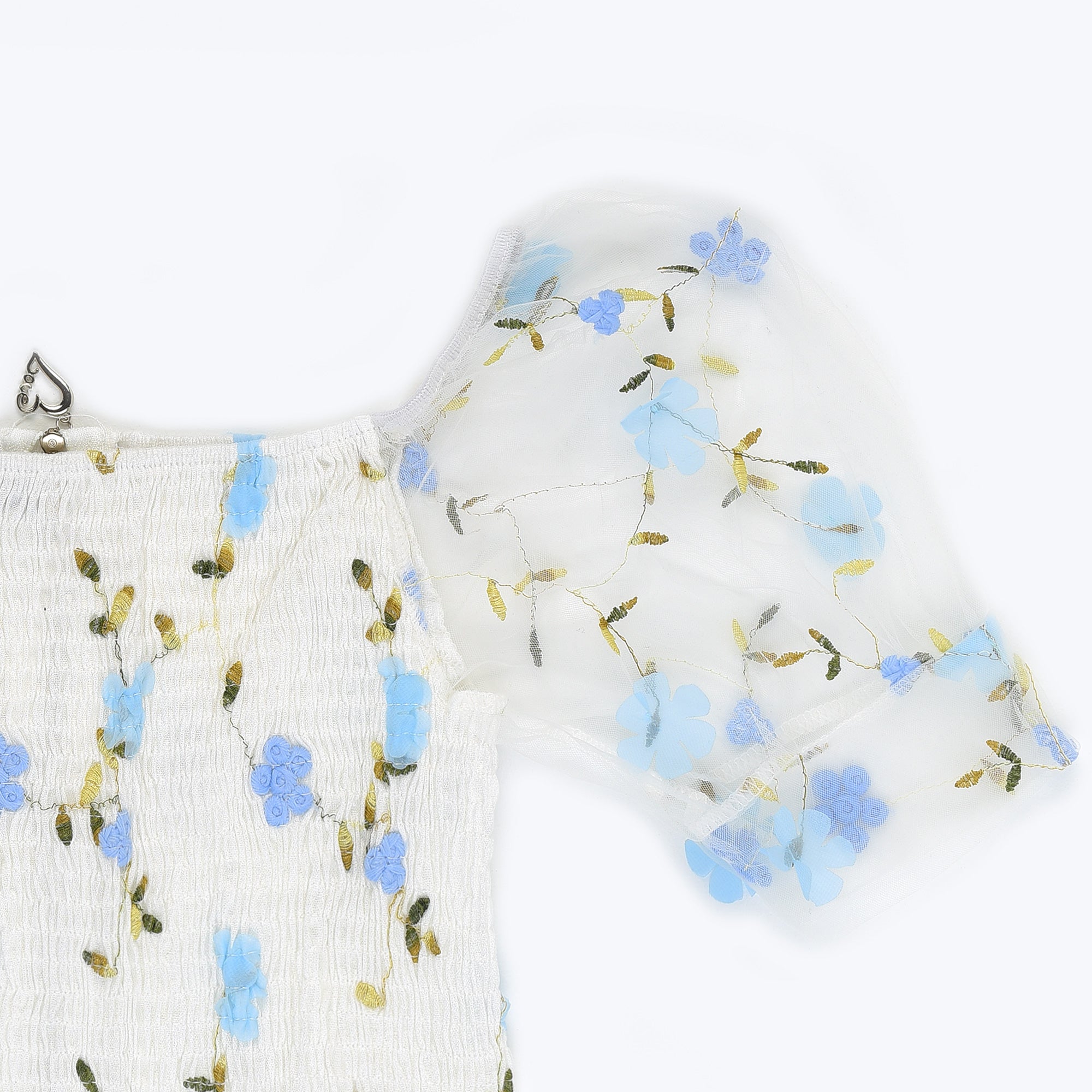 VYBE - Short Floral Top - Blue - Free Size