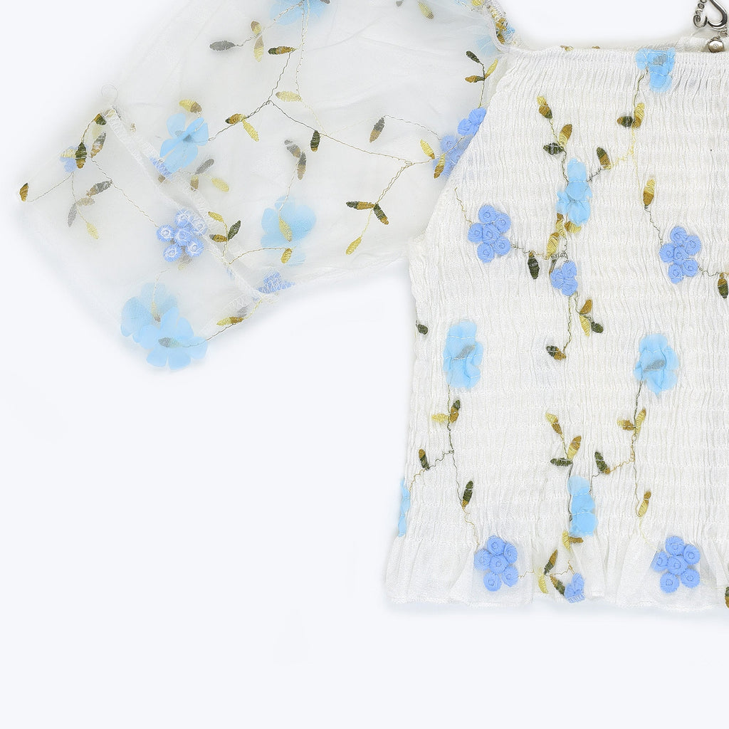 VYBE - Short Floral Top - Blue - Free Size