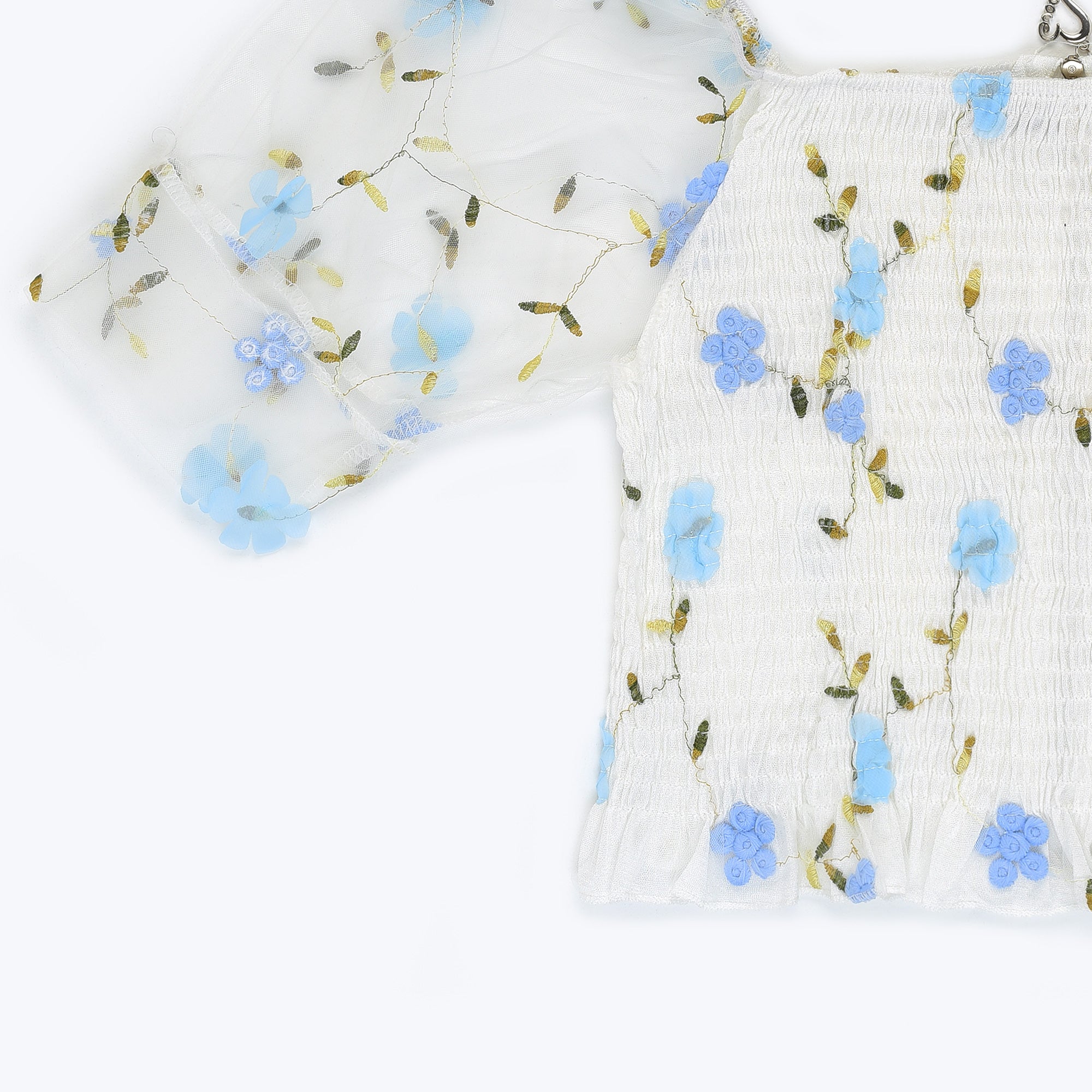 VYBE - Short Floral Top - Blue - Free Size