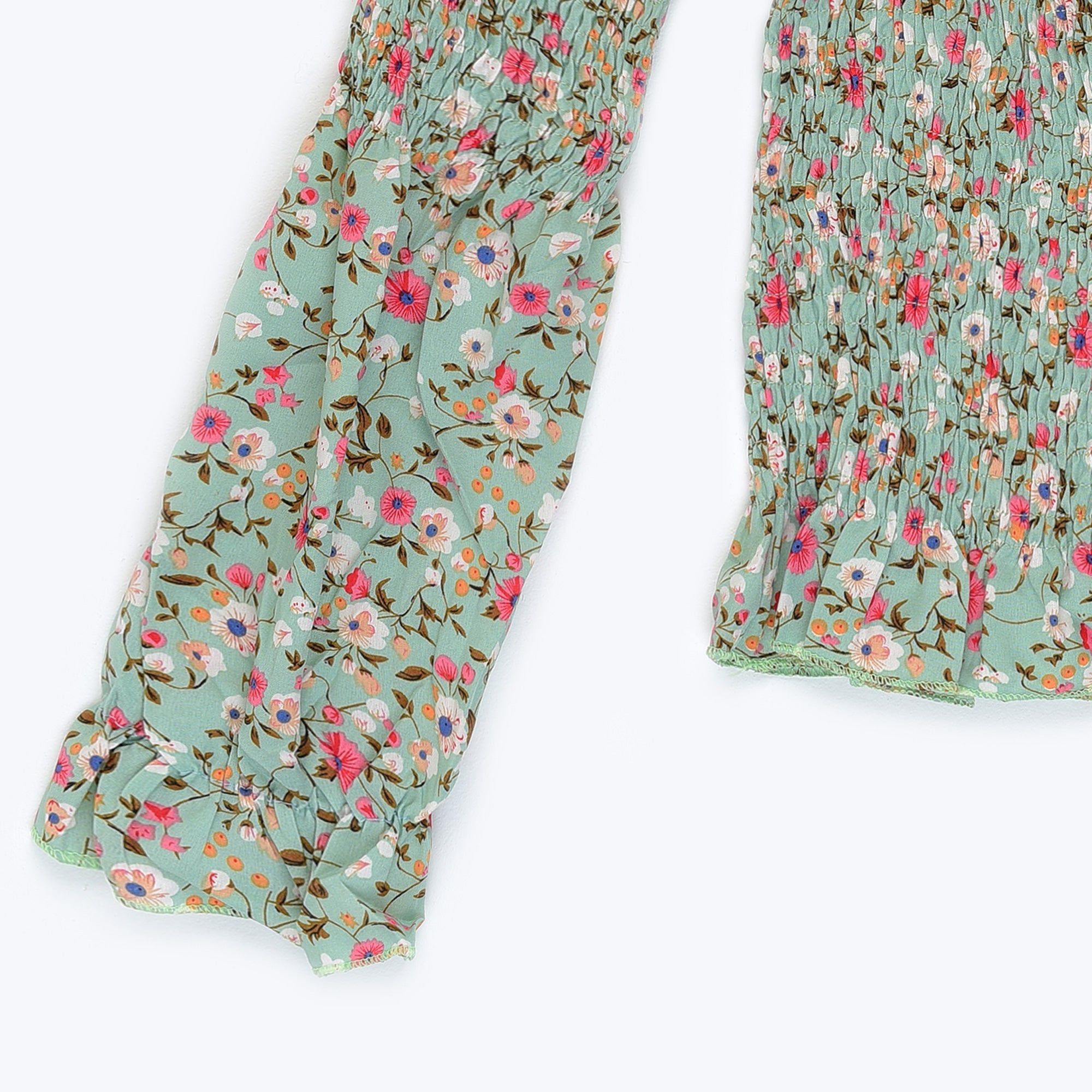 VYBE - Floral Top - Green - Free Size