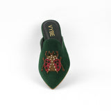 VYBE - Embroided Mules- Green