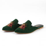 VYBE - Embroided Mules- Green