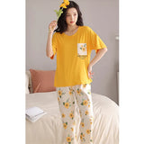 VYBE -  Pocket Flower Mustard Printed PJ suit