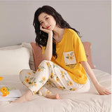 VYBE -  Pocket Flower Mustard Printed PJ suit