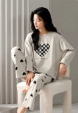 VYBE - Checkered Hearts Printed Pj Suit Full Sleeves