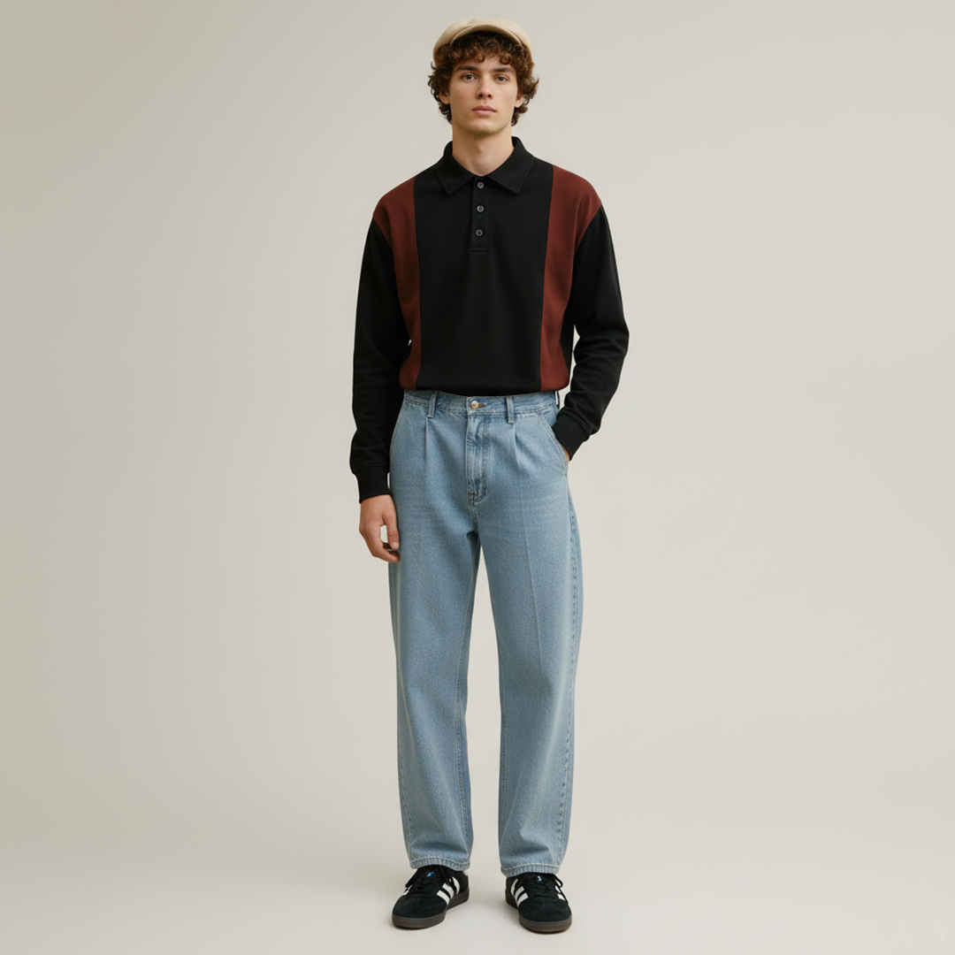 Vybe - Prime Crew Button Down Sweatshirt - Maroon