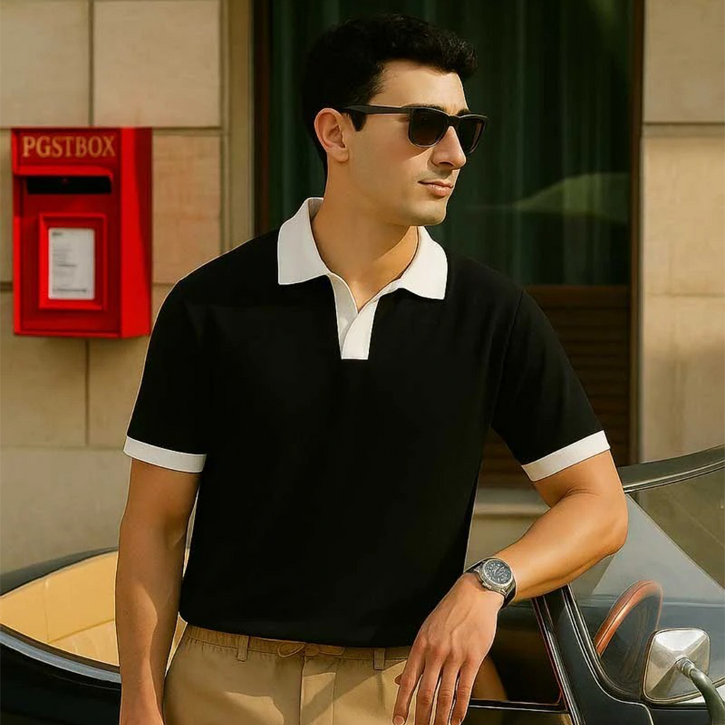 Vybe - V NECK - Polo Shirt - Black