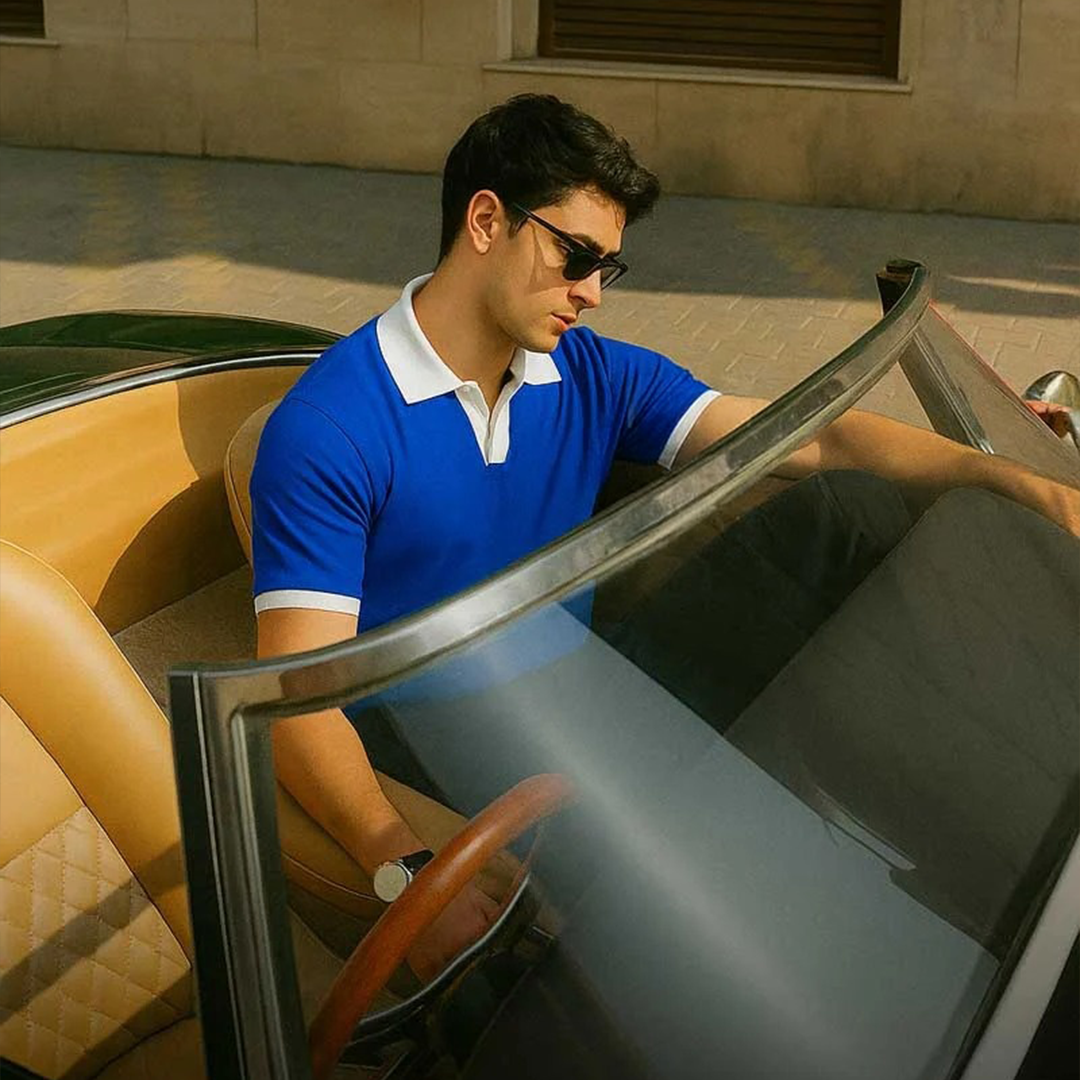 Vybe - V NECK - Polo Shirt - Blue