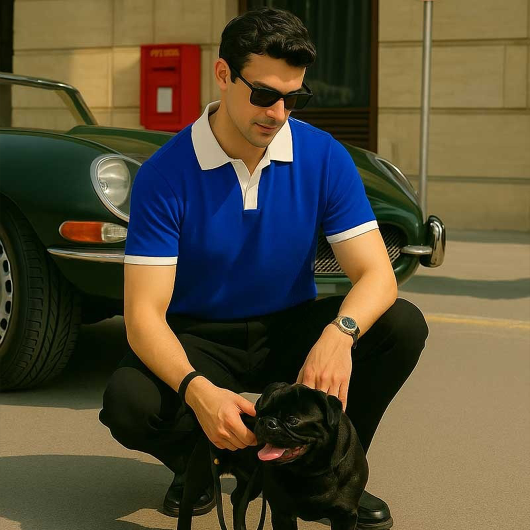 Vybe - V NECK - Polo Shirt - Blue