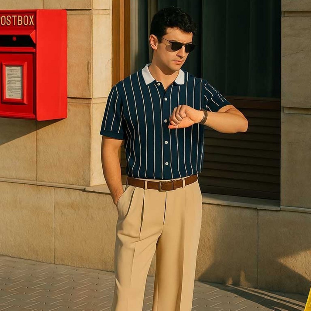 Vybe - Contrast Collar Polo - Navyblue