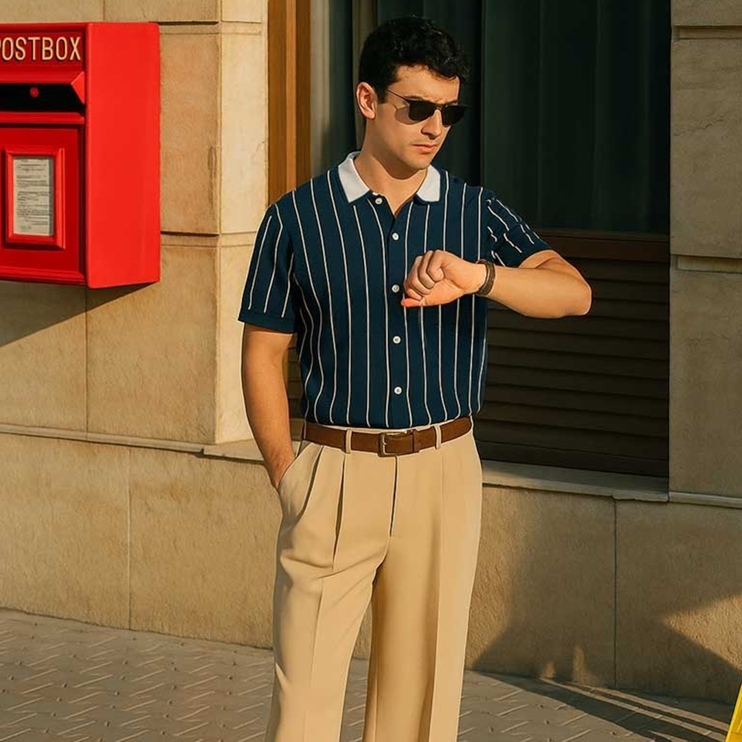 Vybe - Contrast Collar Polo - Navyblue