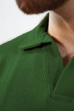 Vybe - Waffle Knitted Polo - Olive