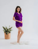 Vybe - Button Down Silk With Short - Purple