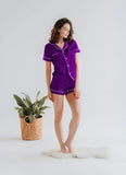 Vybe - Button Down Silk With Short - Purple