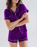 Vybe - Button Down Silk With Short - Purple