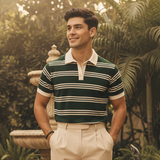 Vybe - Two Tone Striped Polo - Green