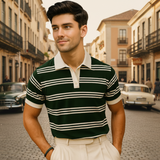 Vybe - Two Tone Striped Polo - Green