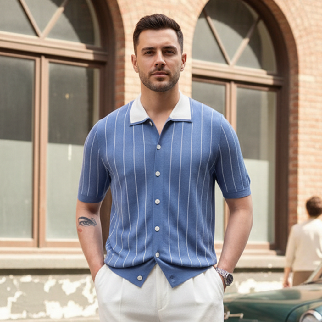 Vybe - Contrast Collar Polo - Aqua