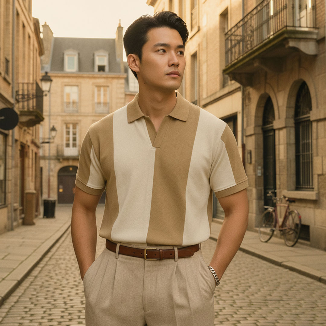 Vybe - Vintage Johnny Collar Polo - Beige