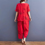 VYBE -  Red Ring Capri Printed PJ Suit