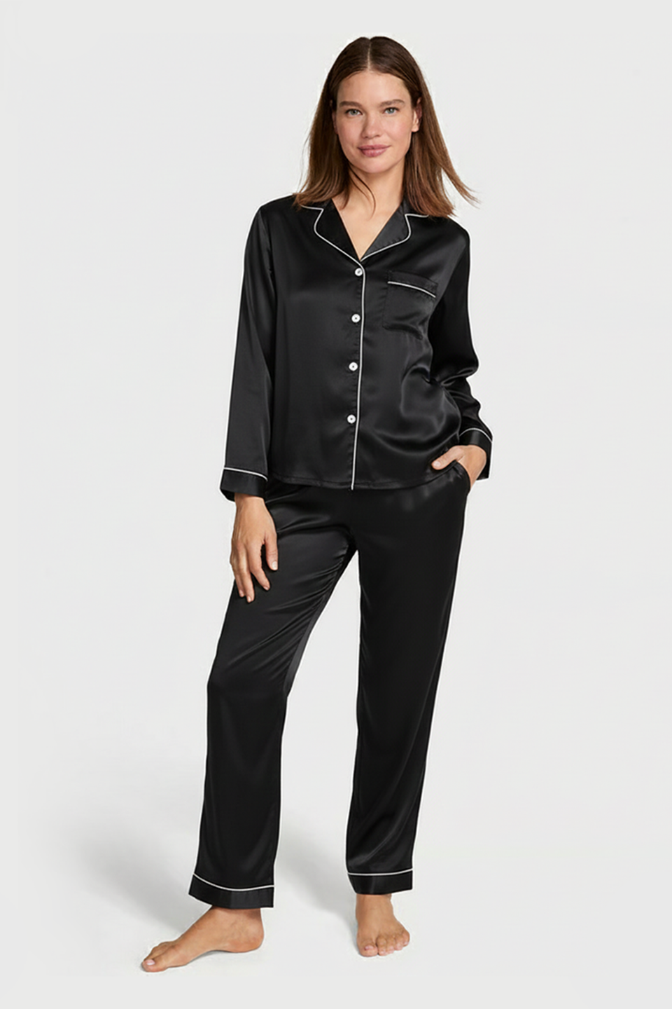 Vybe - Premium Silk Pajama Suit - Black