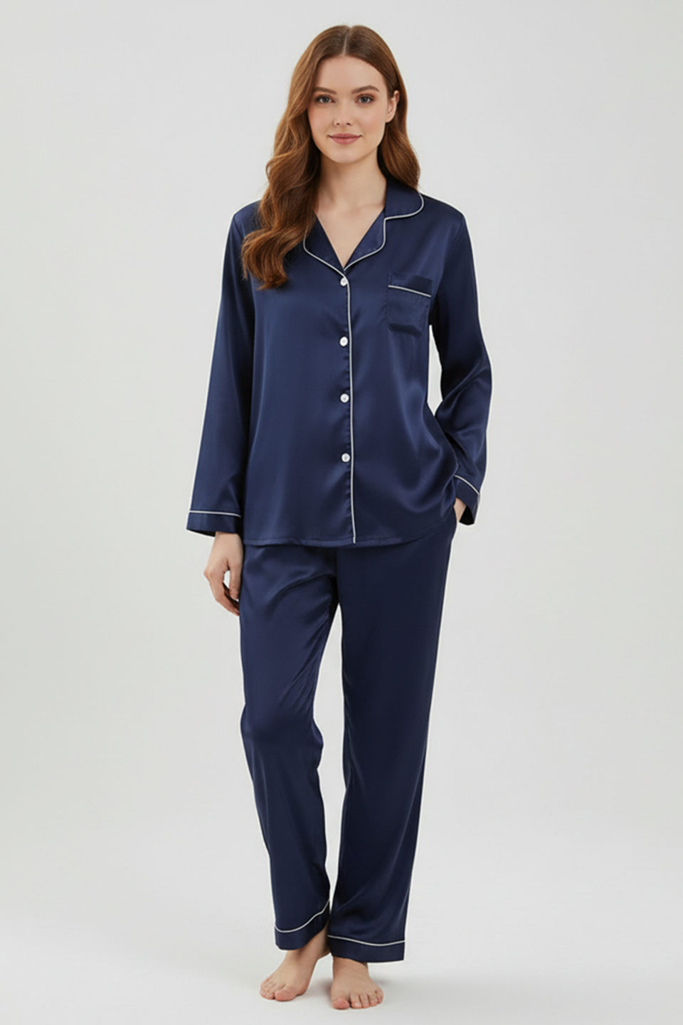 Vybe - Premium Silk Pajama Suit - Blue