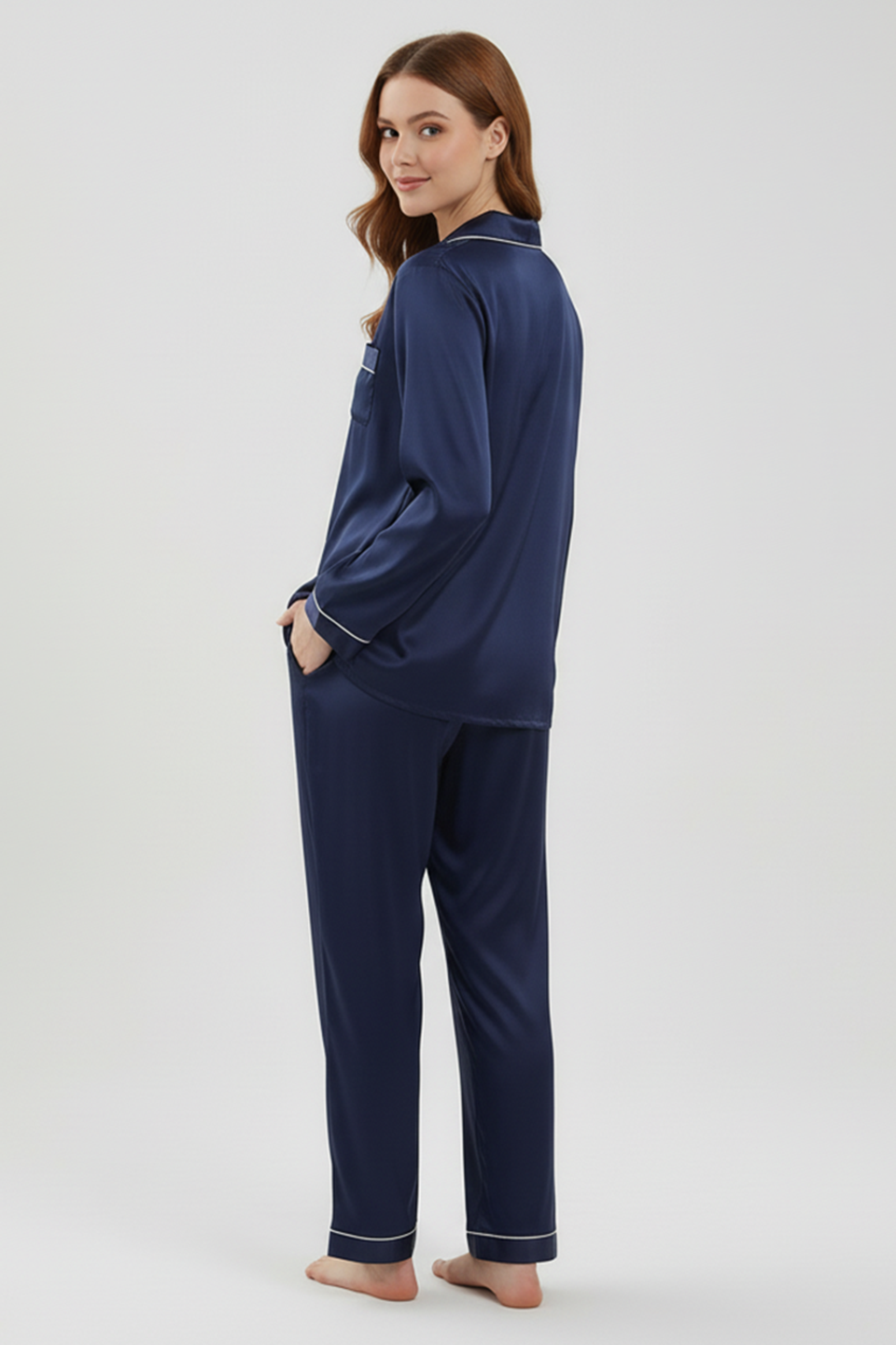 Vybe - Premium Silk Pajama Suit - Blue
