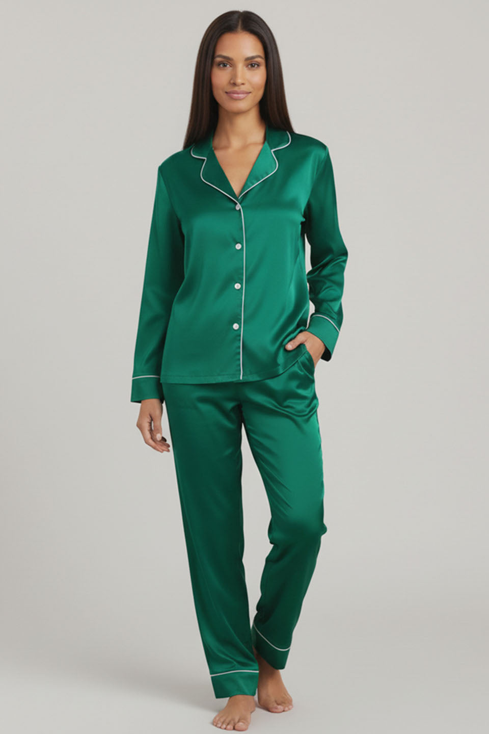 Vybe - Premium Silk Pajama Suit - Green