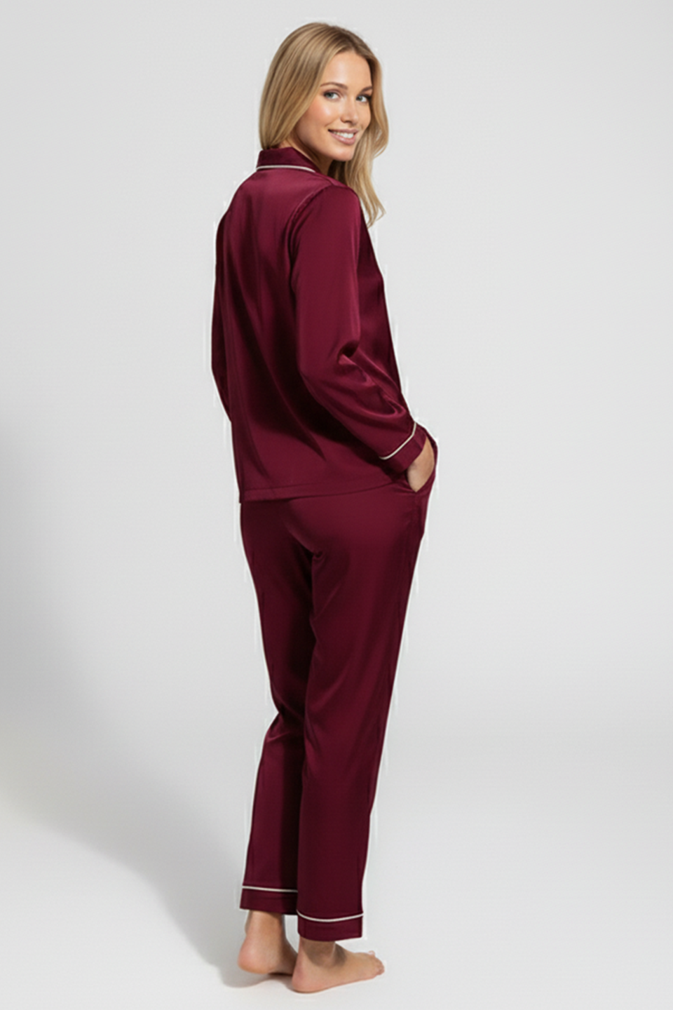 Vybe - Premium Silk Pajama Suit - Maroon