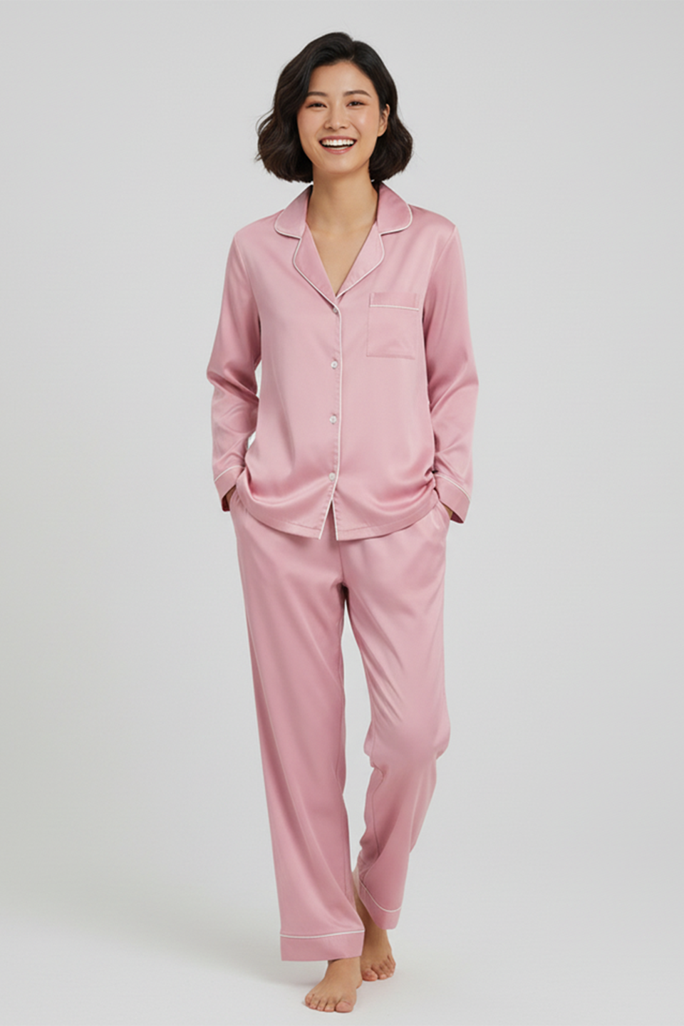 Vybe - Premium Silk Pajama Suit - Pink