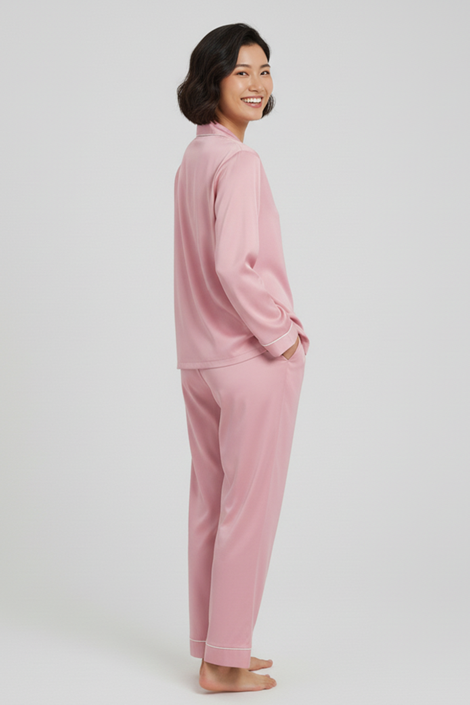 Vybe - Premium Silk Pajama Suit - Pink