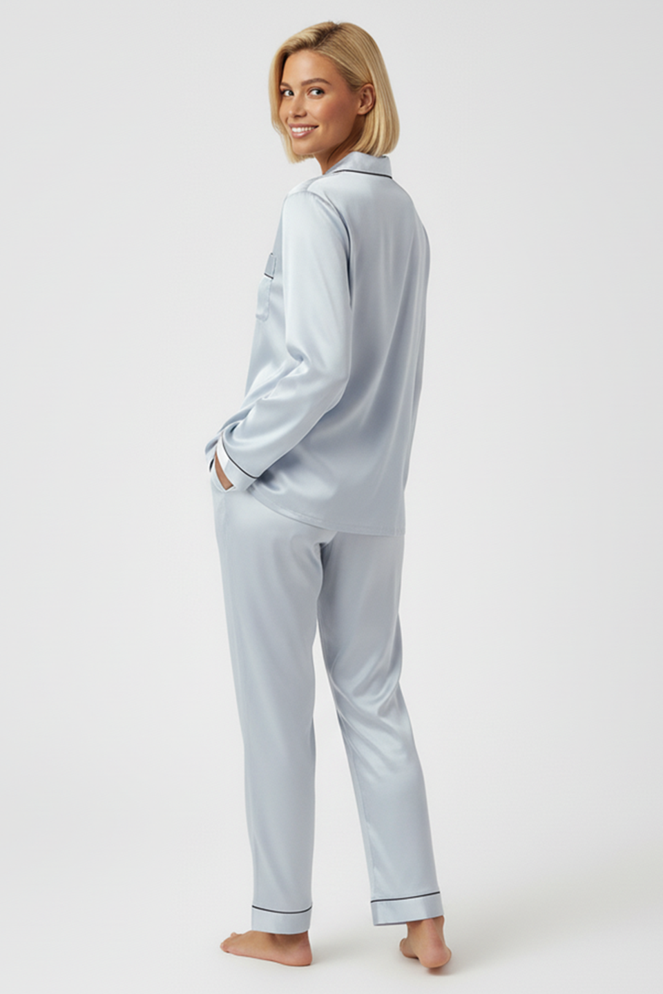Vybe - Premium Silk Pajama Suit - Grey