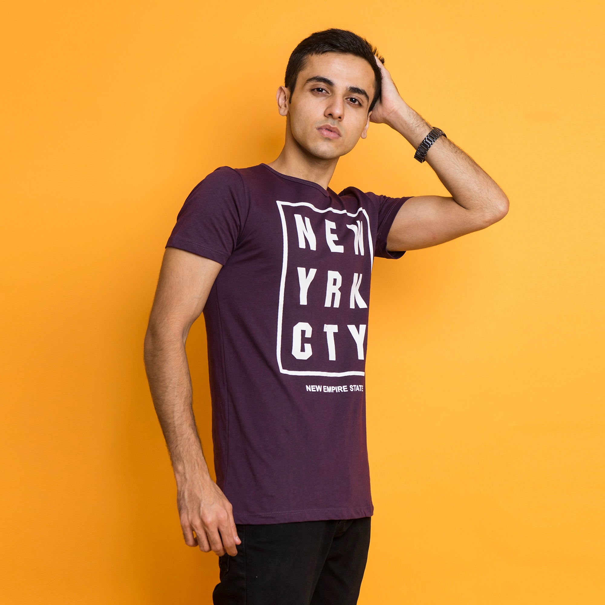 VYBE-NEW YRK CITY PRINTED T-Shirts-PURPLE