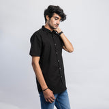 VYBE-Casual Shirt Half Sleeve-Black