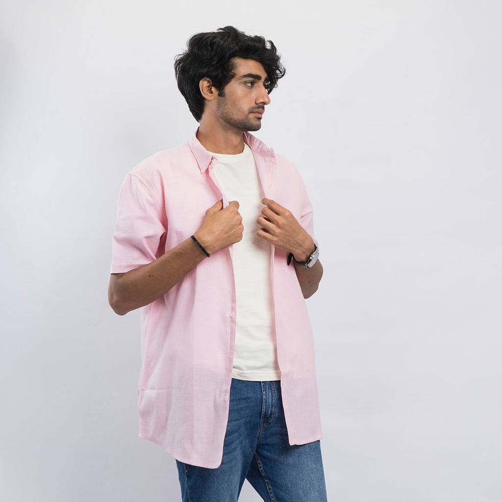 VYBE Casual Shirt Half Sleeve Light Pink VYBE Pakistan s Leading Fast Fashion Brand