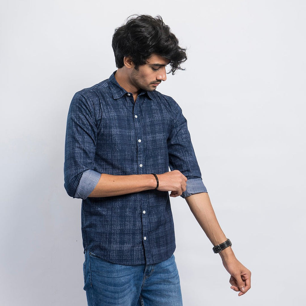 VYBE-Casual Shirt - Denim textured