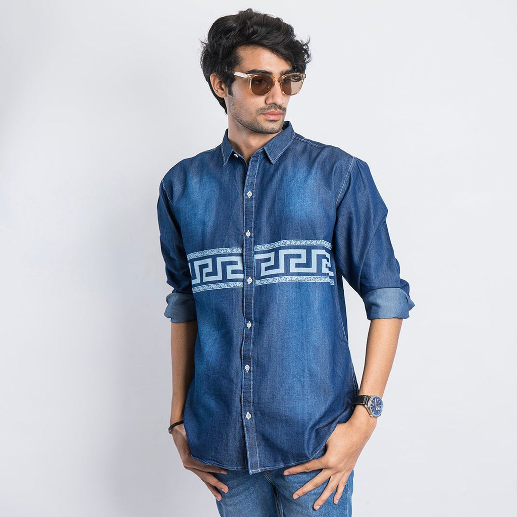 VYBE-Casual Shirt - Denim Discharge