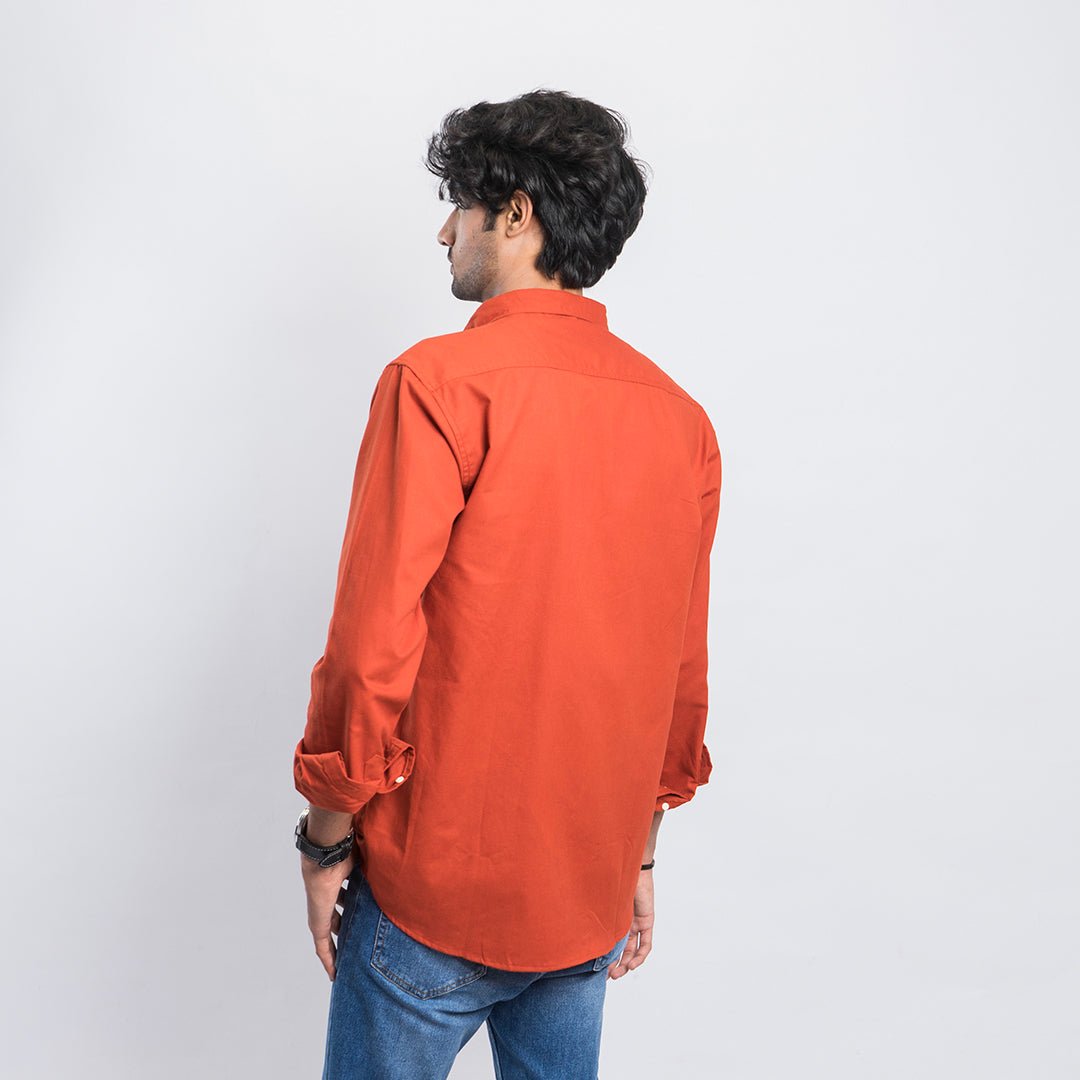 VYBE- Casual Solid Shirt- Rust