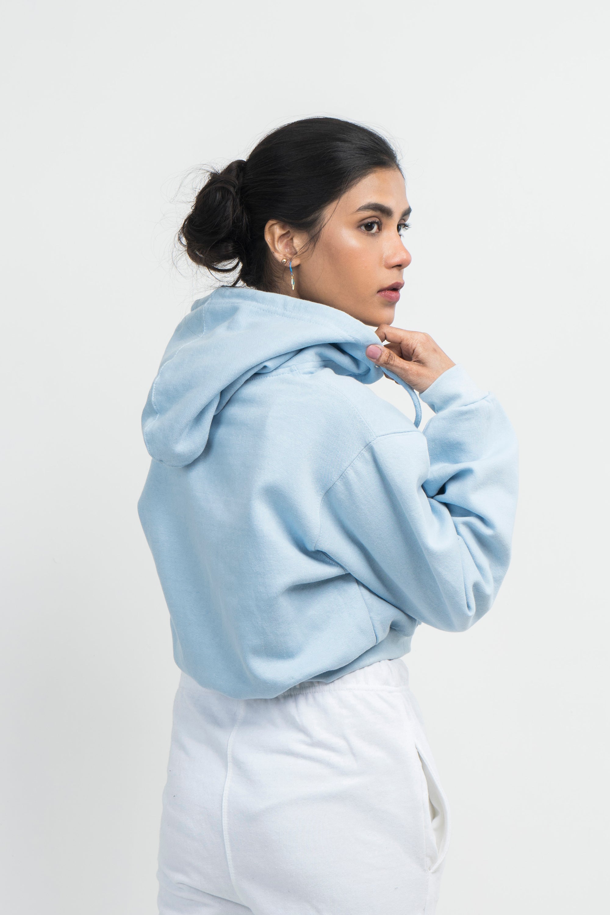 Vybe Basics - Crop Style Zipper Hoodie - Sky Blue