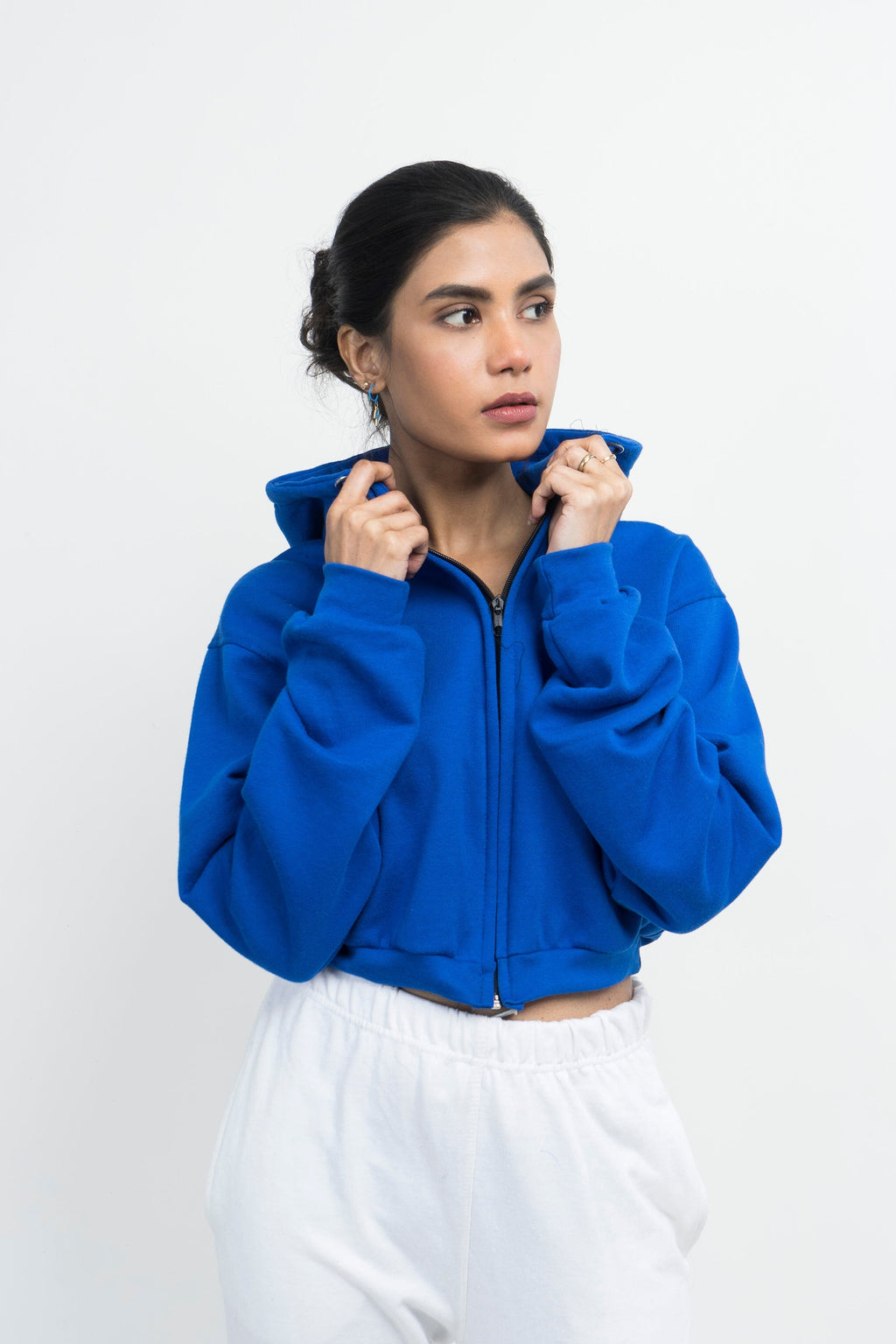 Vybe Basics - Crop Style Zipper Hoodie - Royal Blue