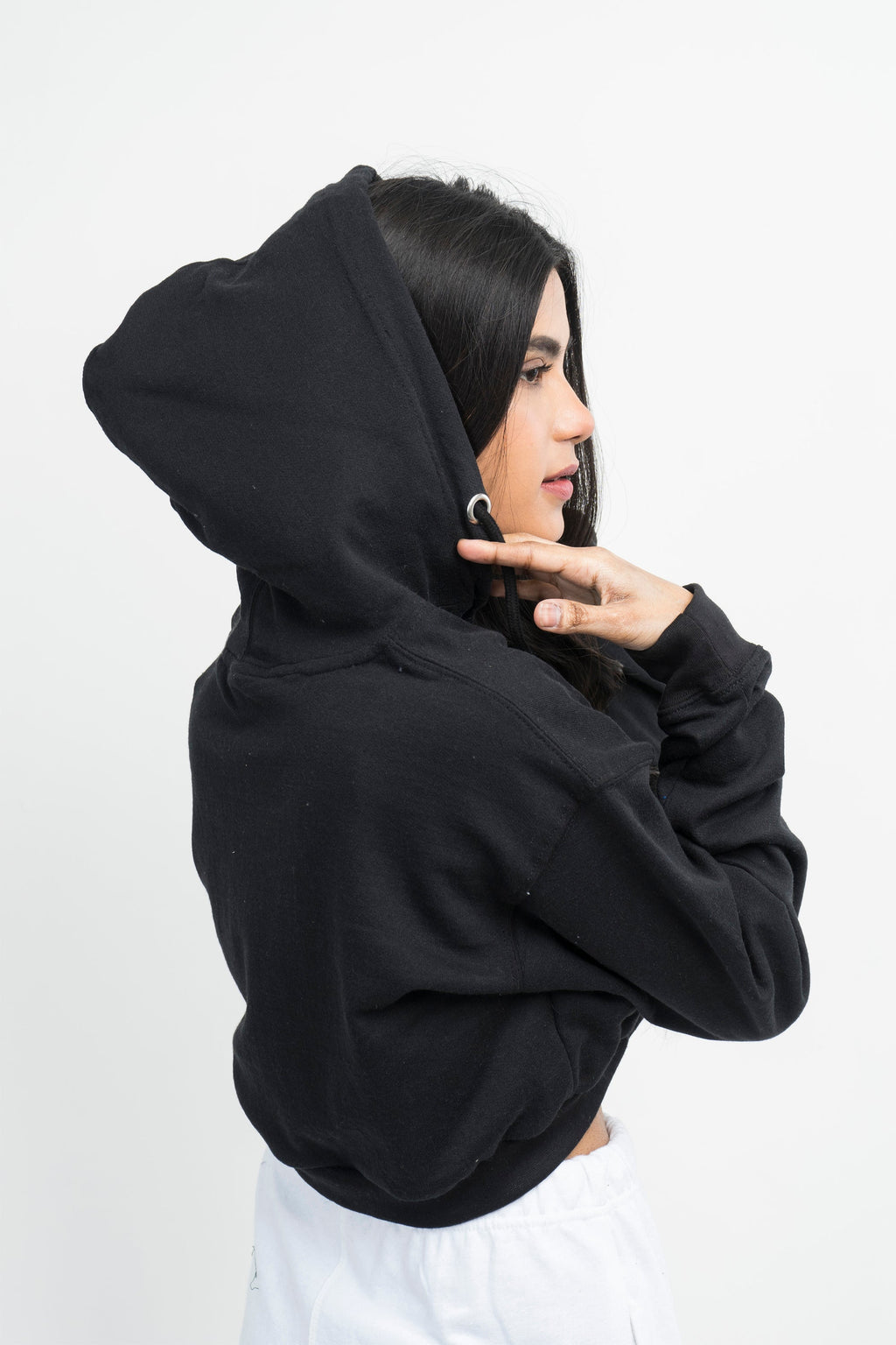 Vybe Basics - Crop Style Zipper Hoodie - Black