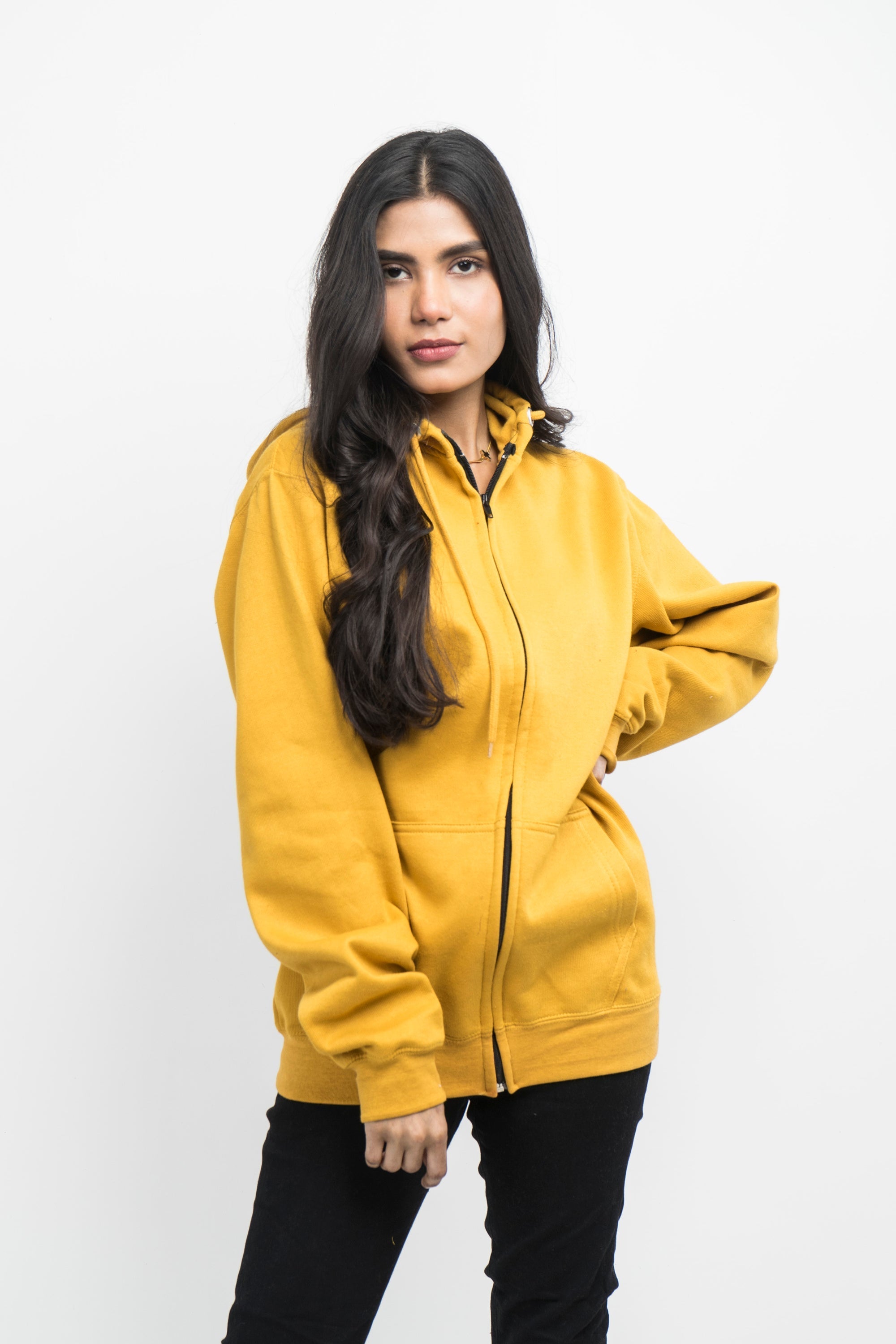 Vybe Basics - Zipper Hoodie - Mustard