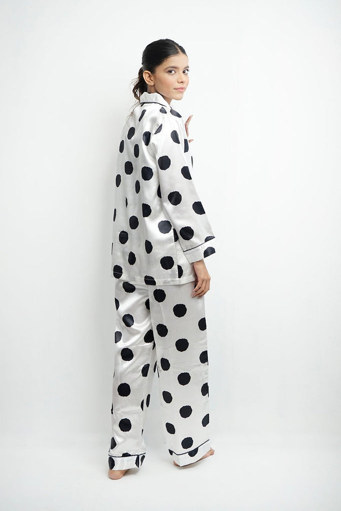 Vybe - PJ SET (Polka Dot Print White n Black)