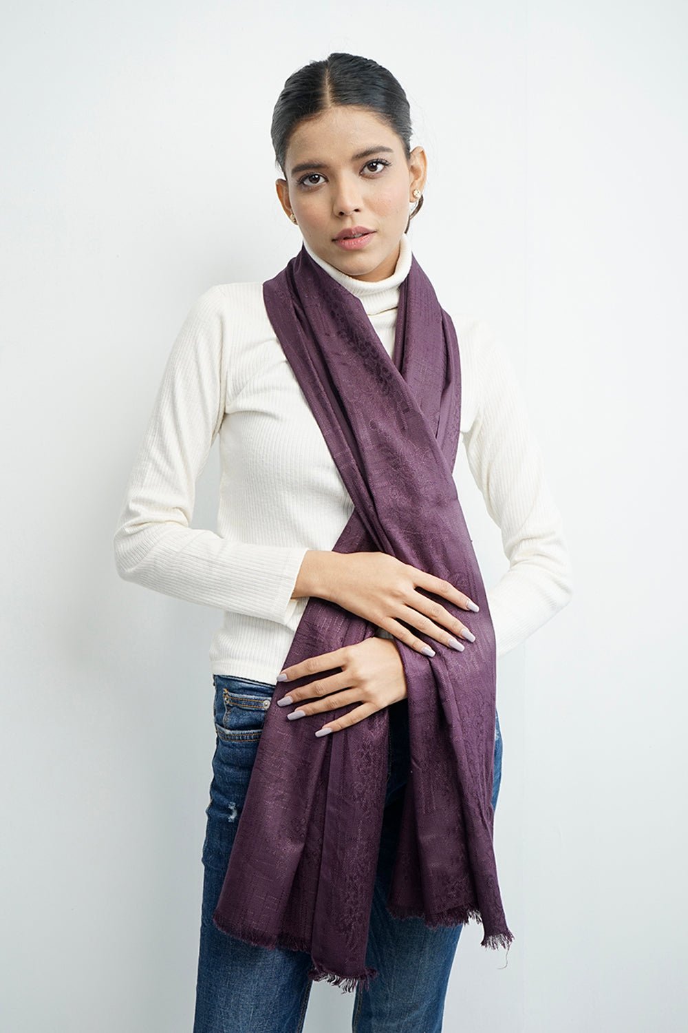 Vybe- Self Printed Stole Purple