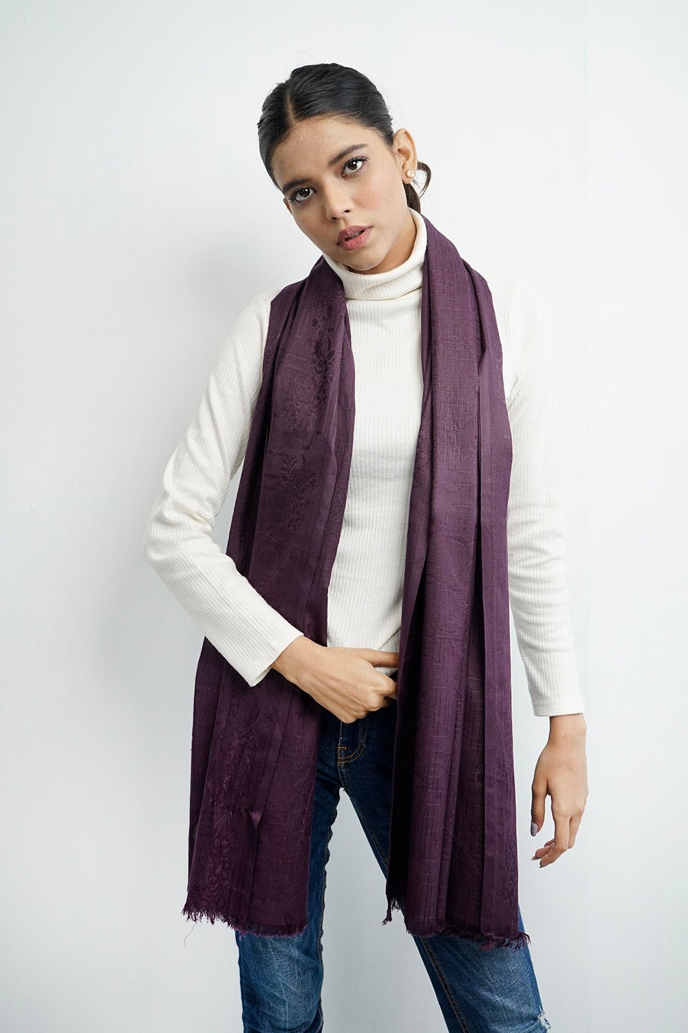 Vybe- Self Printed Stole Purple